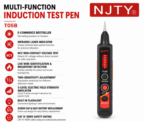 Voice Warning Non-Touch Voltage Tester Pen Automatic Power-off Multifunction Voltage Tester Multi-Functional Accurate for Electricians, Maintenance Workers, DIY Enthusiasts, Circuit Testing, Outlet Tr