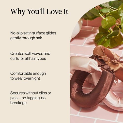 Satin Hair Curlers, Heatless Curling Rod - Jumbo Flexi Rod for Heatless Curls Overnight, Comfortable Hair Curlers to Sleep In for Frizz-Free, No Heat Damage Styling - 6pcs