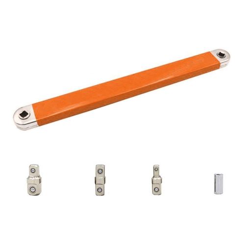 Impact Ready Offset Extension Wrench Set, Tight Reach Extension Wrench with ¹⁄₂ ¹⁄₄ ³⁄₈ Drive Adapters for Small Spaces-Orange