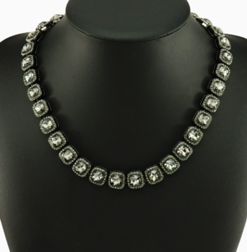 Hip Hop Wind Gun Black Diamond Sugar Cube Cuban Chain Necklace Trendy Men's and Women's Street Style Clavicle Chain Necklace Accessories