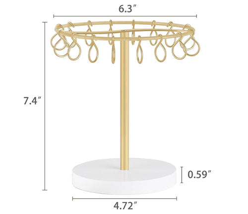 Claw Clip Organizer 16 Metal Hooks Display Holder Hair Clip, Gold