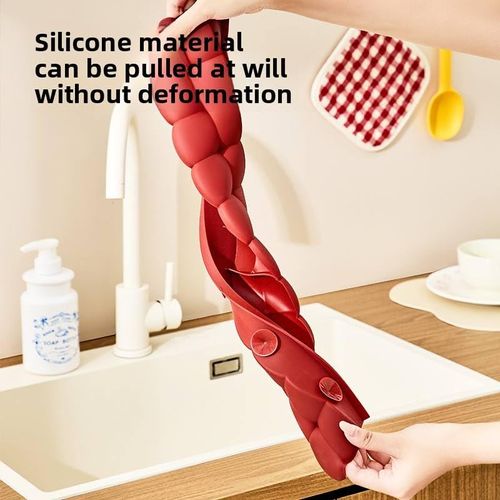 Suction-Cup Silicone Water Barrier Strip – Splash Guard for Kitchen Sinks & Bathroom Washbasins