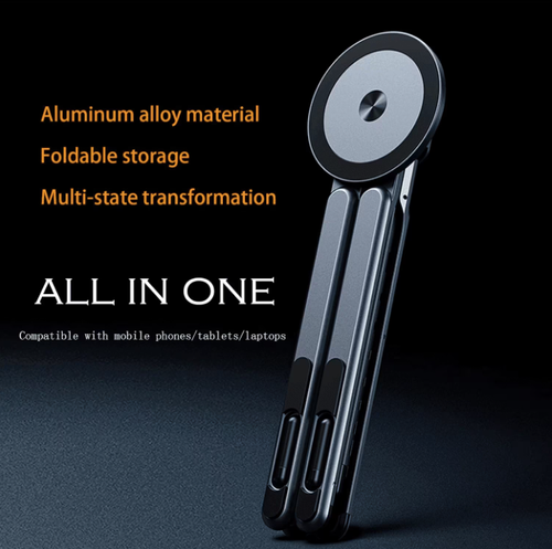 Foldable Aluminum Alloy, 3-in-1 Laptop.Tablet.iPhone Holder, Supports Handheld or Desktop Mode, Portable Travel Design,Powerful Magnetic Suction