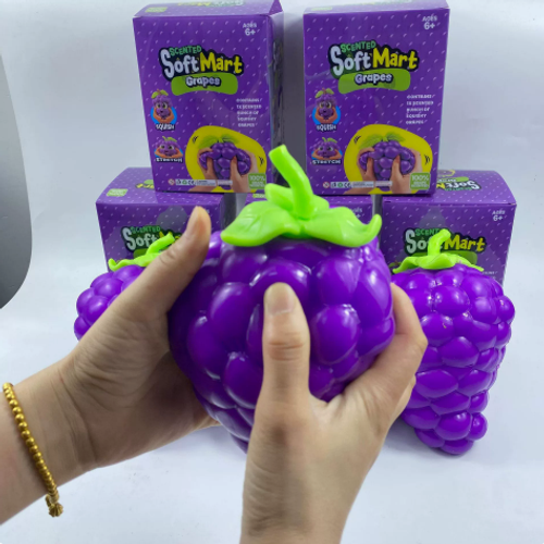 Extra Large Purple Grape Squeezable Toy for Stress Relief - TPR Filled Flour Grape Squeezable Toy