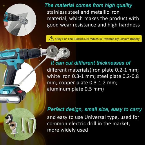 Cutter Metal Sheet Drill Attachment for Metal Cutting Electric Drill Shears Attachment Cutter Nibbler (No Electric Drill)
