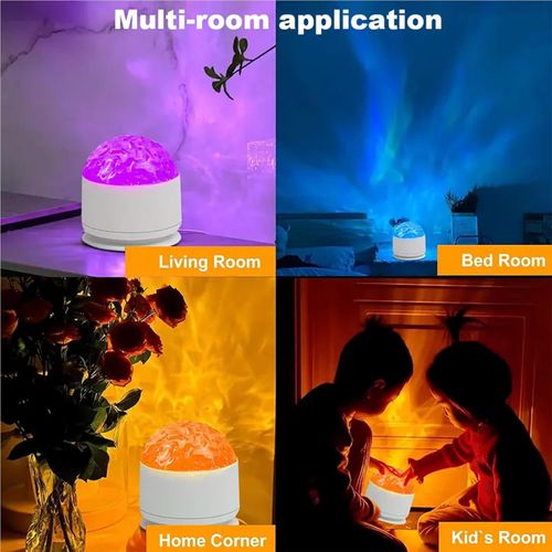 2 Scene - Ocean Wave & 3D Water Ripple Projector Light, Northern Light Projector, 16 Colors Galaxy Ceiling Lamp Mood Ambient Lighting for Bedroom, Rechargeable, Remote Control (1*Water Ripples)