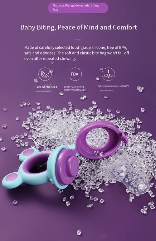 Baby food teething bag, nipple-grade, food-grade silicone, BPA-free, baby teething toy.
