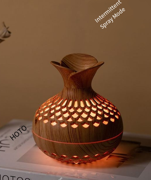 USB Home Wood Grain Flower Humidifier Quiet Office Mini Aroma Diffuser Mushroom Vase Humidifier