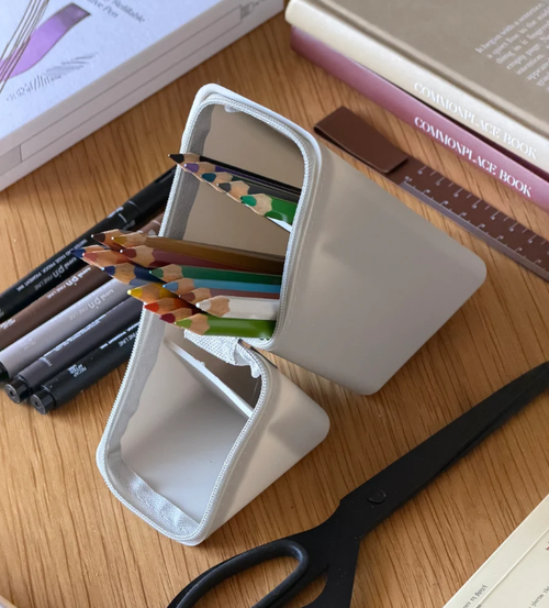 Silicone Coated Dual-Use Student Pencil Case Portable Large Capacity Stain Resistant Durable Stationery Pouch