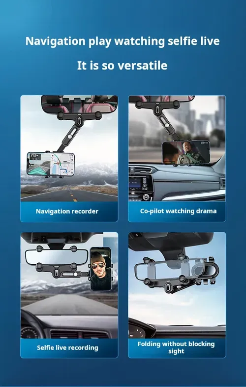 Car rearview mirror AR retractable adjustment navigation special large truck anti-shake fixed car mobile phone holder