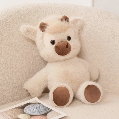 Highland Cow Plush Toy Soft Fluffy Cattle Stuffed Animal Gift - Premium