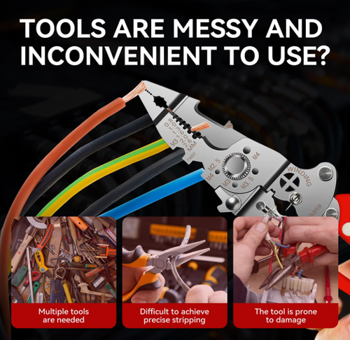 16-in-1 Foldable Wire Stripper with 12–250V Voltage Tester