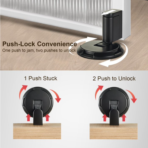 Mechanical Door Stopper, Upgrade with Removable Design, Adjustable Height for Door Gaps, Windproof, Easy Installation with Adhesive Pads or Screws, Matte Brown Bronze
