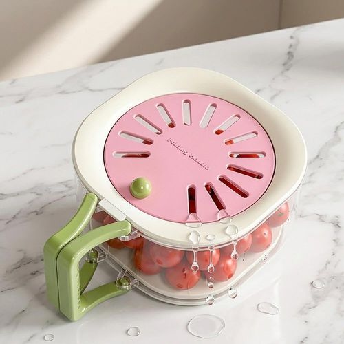 Multifunctional 2-in-1 Double-Layer Kitchen Colander with Lid – Thickened Basket for Washing and Draining Fruits & Vegetables