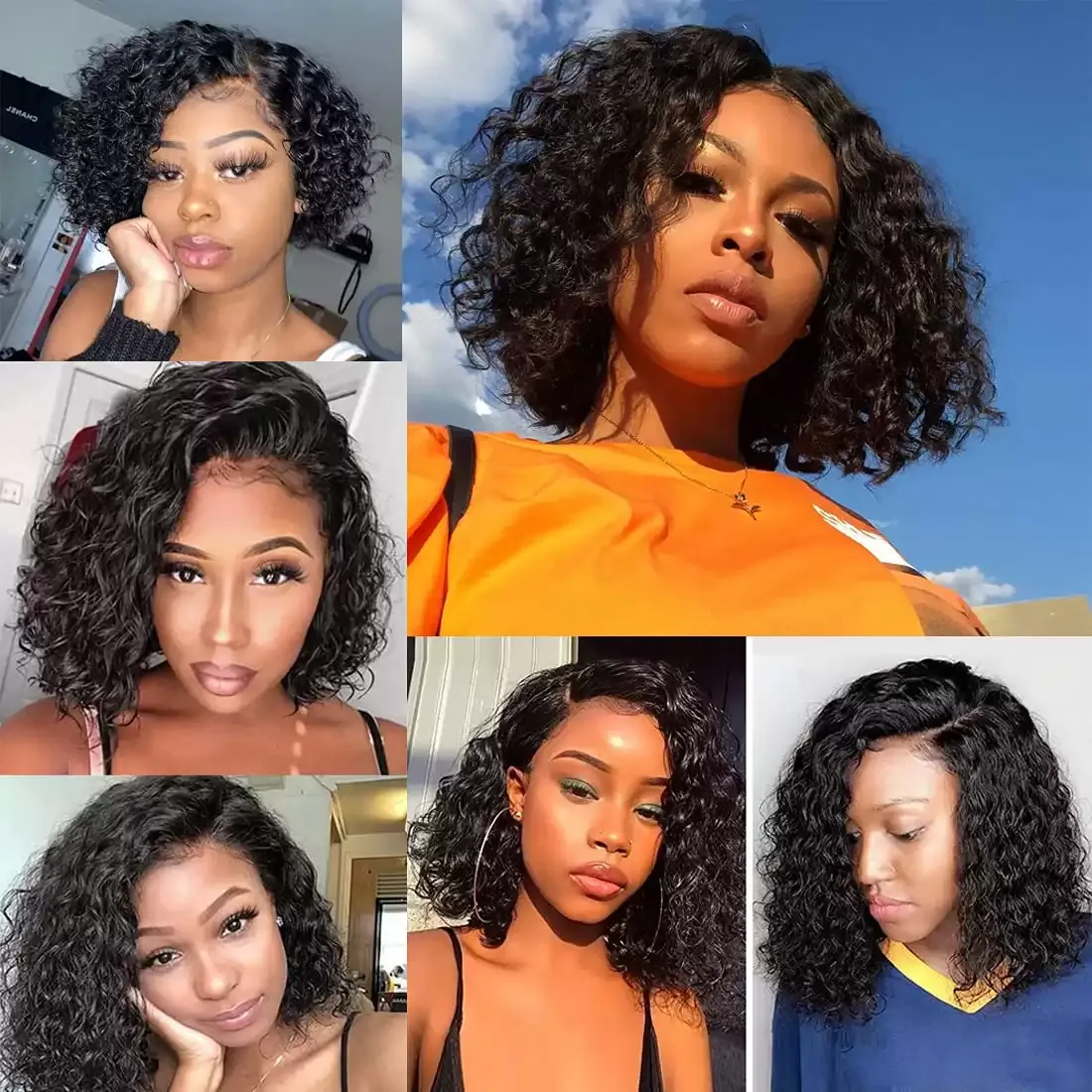 New center-parted perm wig with water wave texture, long curly hair, high-temperature silk synthetic fiber wig cover