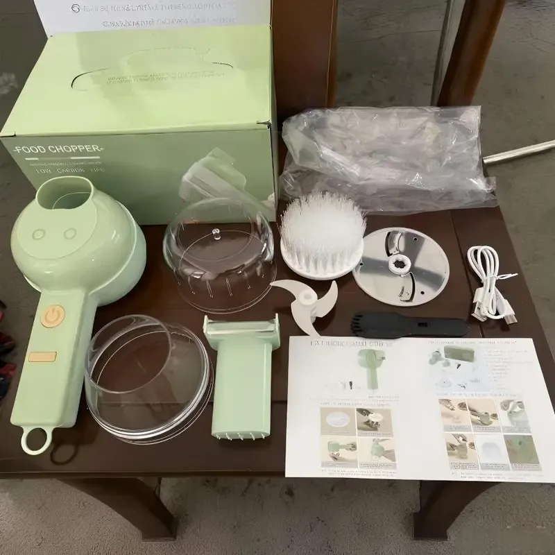 Multifunctional Electric Vegetable Chopper – Handheld Home Tool for Mincing Garlic, Chopping Chili Rings & Scallions, and Mincing Ginger or Slicing Garlic