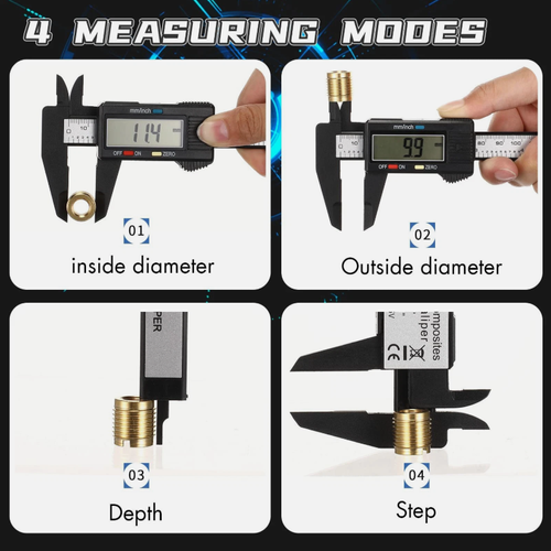 Digital Caliper Measuring Tool w Inch Millimeter Conversion Micrometer Ruler