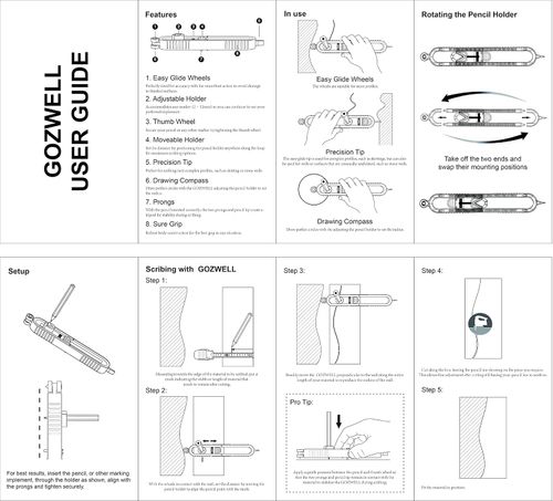 Precise Contour Scribe Tool with Lock for Pencil - Woodworking Edge Corner Measuring Profile Duplicator