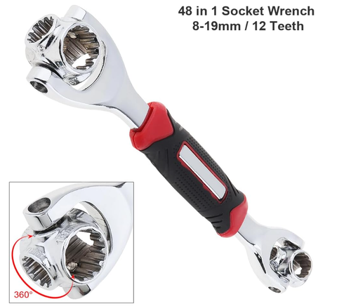 Universal Wrench 52 in 1 Socket Wrench Multifunction Wrench Tool with 360 Degree Rotating Head, Spanner Tool for Home Bicycle Car Repair