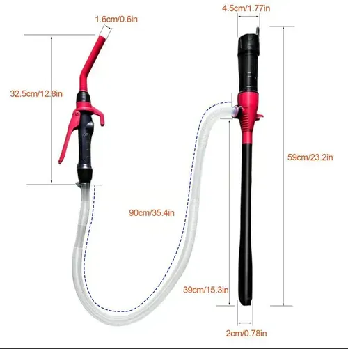 Gas Transfer Pump Battery Powered - Fuel Transfer Pump with Nozzle - Battery Operated Gas Pump With 3 FT Long Hose 2.2 GPM Transfer Pump For Water Kerosene Gas Can