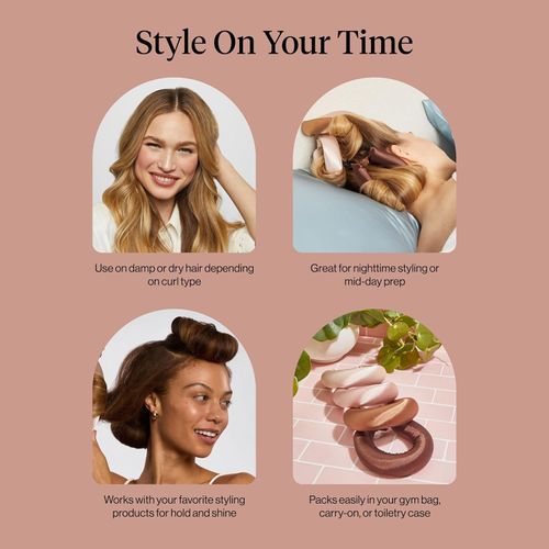 Satin Hair Curlers, Heatless Curling Rod - Jumbo Flexi Rod for Heatless Curls Overnight, Comfortable Hair Curlers to Sleep In for Frizz-Free, No Heat Damage Styling - 6pcs