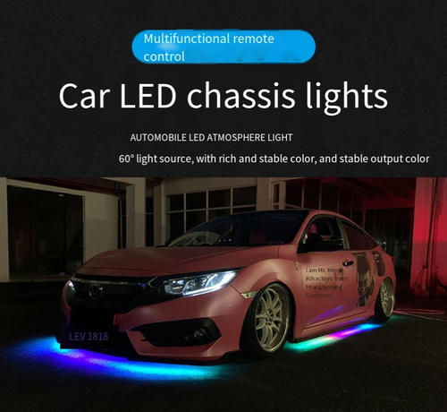 Automotive LED Underglow Lights — Multicolor Sound-Activated Ambient Lighting for Off-Road Vehicles | App-Controlled Car Underbody Modification Kit | Sound-Responsive Interior Rhythm Lights | Smart Waterproof Underbody Decorative Lighting