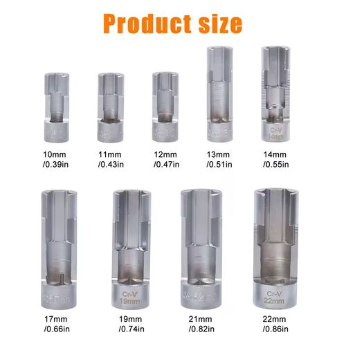 Socket Set for O2 Oxygen Sensors 9 Pieces Socket Set for O2 Sensors Sensor Removal Tool Wrench for Oxygen Sensors 10-22mm