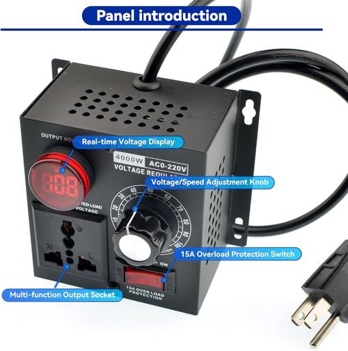 Voltage Controller AC   Variable Speed Controller Fit for Router Fan Electric Motor Rheostat Black