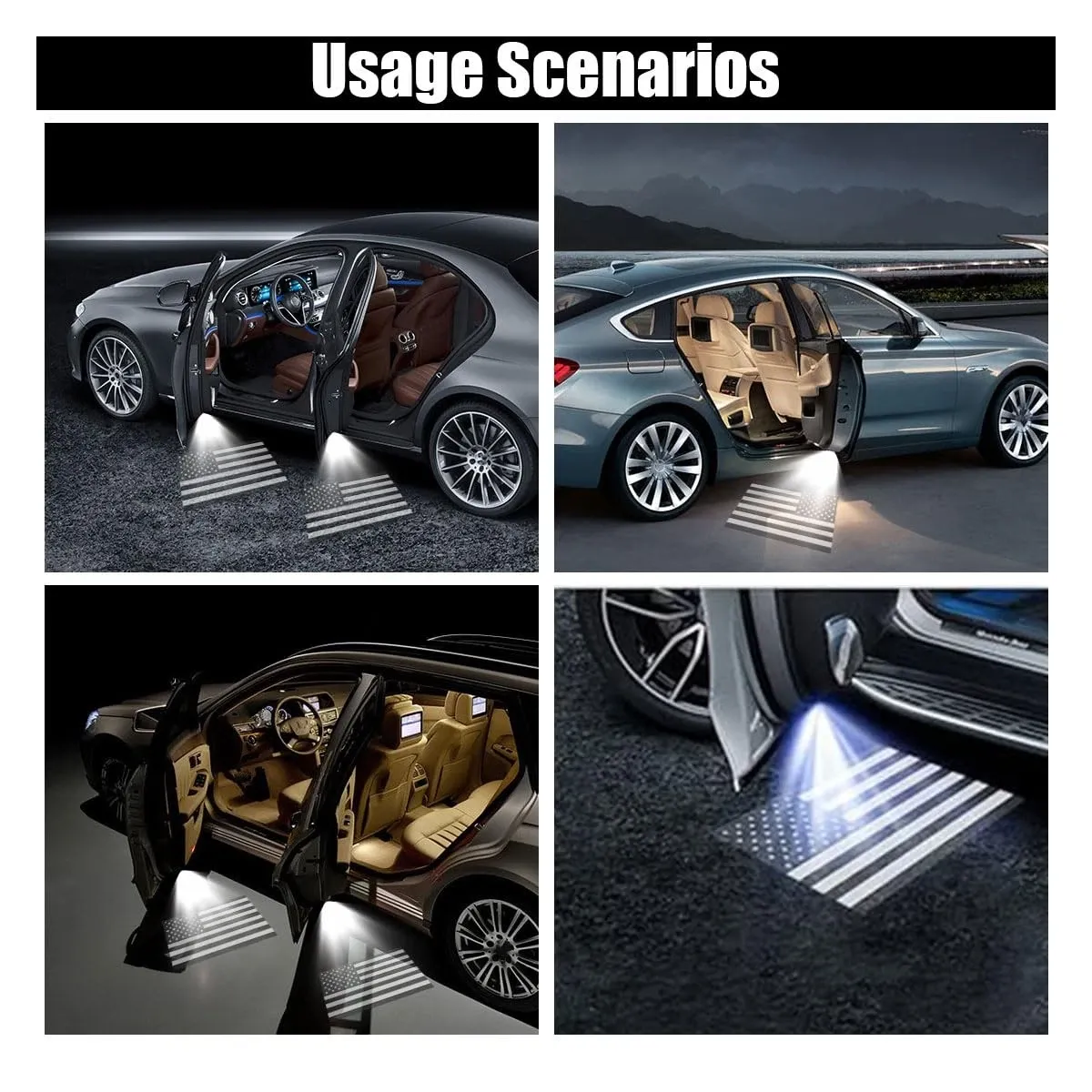 2PCS Car Door Lights Logo Projector, Wireless Car Door Logo Light, LED Welcome C