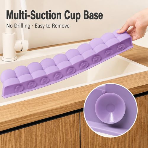 Suction-Cup Silicone Water Barrier Strip – Splash Guard for Kitchen Sinks & Bathroom Washbasins