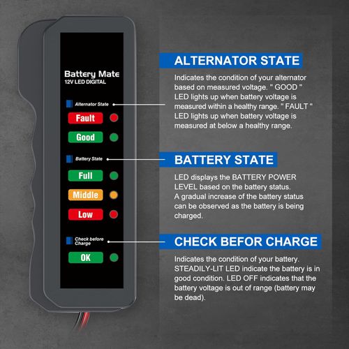 Auto Car Battery Tester 12V Digital Test 6 LED Display Analyzer Alternator State Check Automotive Scanner
