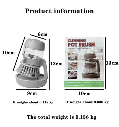 Dish Brush with Soap Dispenser, Dishwashing Kitchen Scrub Brushes Dish Scrubber with Holder Drip Tray, for Cleaning Pan, Pot, Sink