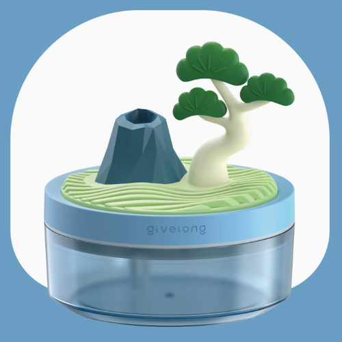 Landscape Green Plant Air Humidifier, Desktop USB Seven-Color Ambient Spray Aroma Diffuser, Car and Home Silent Mini Desktop Plant Humidifier, Seven-Color Night Light Spray Hydration Device, Car Aroma Diffuser, Creative Small Gift
