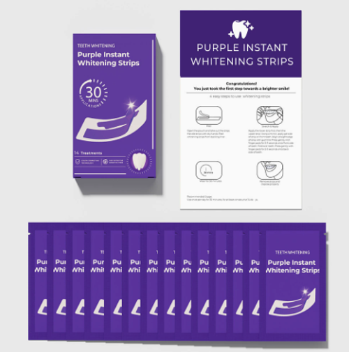 14 Pairs of Color-Correcting Teeth Whitening Strips – Instant Brightening V34 Purple Whitening Kit