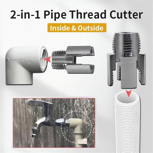 Pipe Threading Tool Kit with Internal & External Threader, Pipe Thread Cutting Tool, Electric Drill Compatible PVC Pipe Threader Kit, Pipe Sizes Rethreading Tool