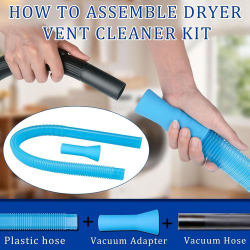 Dryer Vent Cleaner Kit, 5-Piece Professional Cleaning Kit with Flexible Dryer Vent Brush, Lint Remover Tool & Universal Vacuum Attachment for Duct, Hose, Pipe and Lint Trap - Safe & Efficientv