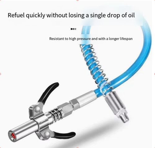Lock-Jaw Grease Gun Coupler — Compatible with Manual and Electric Grease Guns Grease Gun Coupler (Lock-Jaw Type) with Flat Nozzle — Grease Machine Accessory Pneumatic Grease Machine Nozzle & Quick-Connect Coupler — Lock-Jaw Grease Fitting for Manual and Electric Grease Guns
