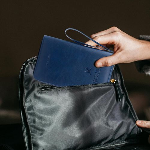 Blocking Passport Holder Travel Wallet, Slim Zipper Card Case with ID Window, Boarding Pass Slot & Credit Card Organizer for Men and Women.