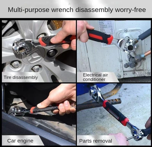 Universal Wrench 52 in 1 Socket Wrench Multifunction Wrench Tool with 360 Degree Rotating Head, Spanner Tool for Home Bicycle Car Repair