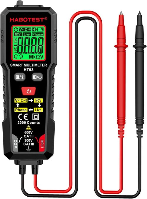 HT93 Smart Digital Multimeter Voltage Tester with NCV Live Wire Test 2000 Counts 600V AC DC Voltage NCV Continuity Measurement