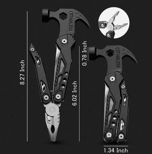14-in-1 Multitool, Valentines Day Gifts for Men Dad Gifts, Mini Hammer Multitool, Small Hammer Tool, Survival Gear and Supplies, Christmas Gift for Boy Husbands