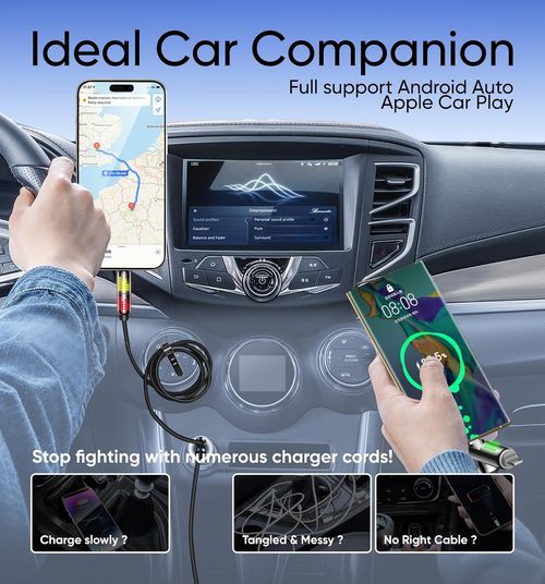 MAGIC JOHN USB C Cable, 4 in 1, 4.9 ft (1.2 m), Silicone, PD3.1 Fast Charging, 240 W, Data Transfer Rate, 480 Mbps, Compatible with iPhone 16, iPhone 15, iPhone 13 Series, Tablets, Laptops, Type-C (Black)