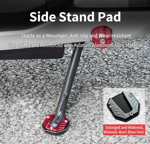 Aluminum Alloy Side Stand Extension Pad,Parking Aid Accessory with Hexagon Wrench
