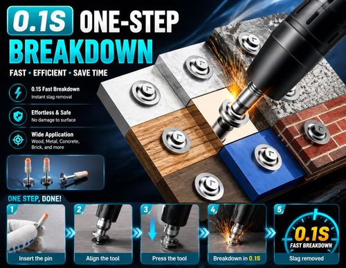 Heavy Duty Manual Concrete Nail Gun Kit with 10 Steel Nails, 5-Speed Adjustable Steel Nailer for Concrete, Brick, Wall, Metal & Wood, Handheld Wall Fastening Tool for Construction & Home Installation