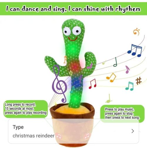Talking Dancing Cactus Plush Toy - Wriggle  Sing, Record and Repeat What You Say as Best Education Electronic Toy for Kids A for Year Old Girls Birthday