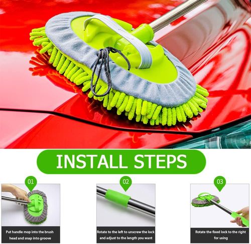 Herramienta de Limpieza con Mango Largo, Kit para Lavar y Detallar Autos, Camiones, SUV, RV, Remolque, Barco, Esponja Plumero de