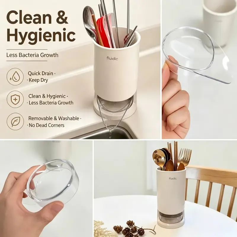 Stylish Kitchen Spoon Fork Drying Holder Storage Crock