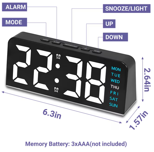 Small Digital Clock with Night Light, Desk Alarm Clocks for Bedrooms, Heavy Sleepers, Kids