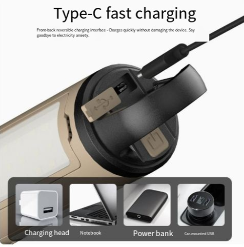 Outdoor LED Three-Leaf Folding Camping Light, TYPE Rechargeable Portable Hook Multifunctional Camping Tent Light