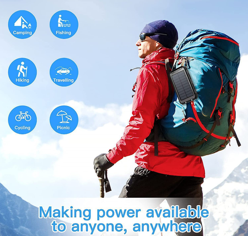 Solar Portable Charger, 20000mAh (Real 10000mAh) Outdoor Power Bank  This solar-powered portable charger is your ultimate outdoor companion, designed for camping, hiking, emergency use and long-distance travel.